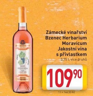Vína Herbarium Moravicum Zámecké vinařství Bzenec - pozdní sběr