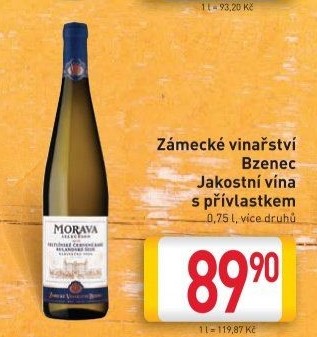 Vína Zámecké vinařství Bzenec - přívlastková