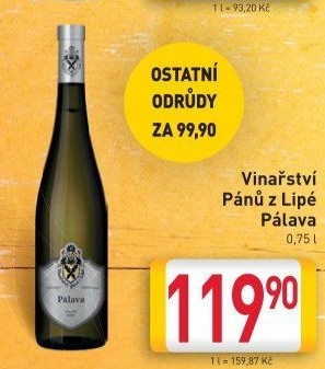 Víno Pálava Vinařství Pánů z Lipé