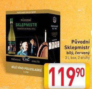 Víno Původní Sklepmistr ČVZ - bag in box