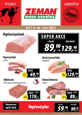 akční leták ZEMAN maso - uzeniny 7.6.2021-12.6.2021