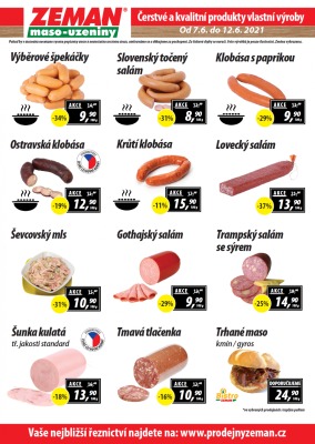 akční leták ZEMAN maso - uzeniny 7.6.2021-12.6.2021