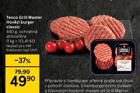 Hovězí burger Grill Master Tesco