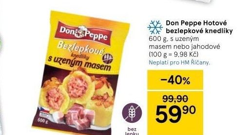 Knedlíky bramborové s uzeným masem bez lepku mražené Don Peppe