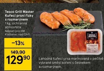 Kuřecí prsní řízky marinované Rozmarýn Grill Master Tesco