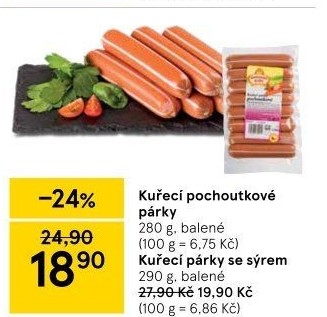 Párky kuřecí pochoutkové Vodňanské kuře