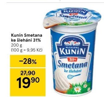 Smetana ke šlehání Kunín 31%