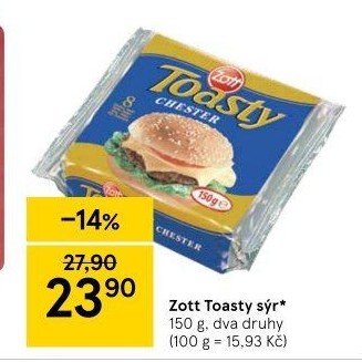 Sýr tavený plátky Toasty Zott