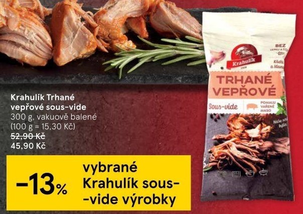 Vepřové trhané maso sous vide Krahulík