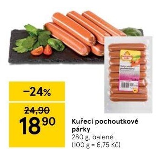 Párky kuřecí pochoutkové Vodňanské kuře
