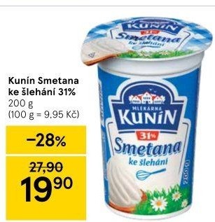Smetana ke šlehání Kunín 31%