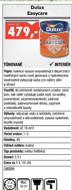 Barva interiérová Easycare Dulux
