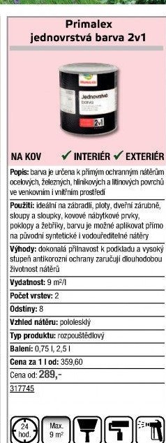 Barva na kov 2v1 Primalex