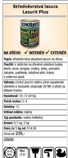 Lazurovací lak Lazurit Plus Sokrates