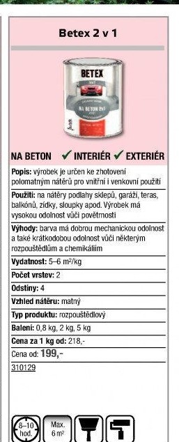 Nátěr 2v1 na beton polomat Betex