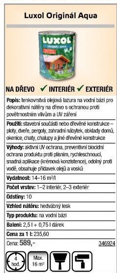 Olejová lazura Aqua Original Luxol