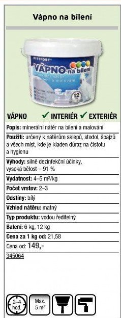 Vápno na bílení Kittfort