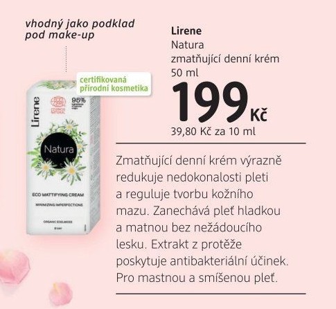 Krém pleťový zmatňující Natura Lirene