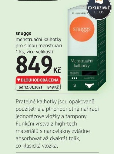 Menstruační kalhotky Snuggs