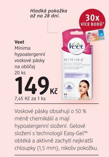 Pásky depilační na obličej Veet