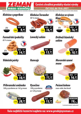 akční leták ZEMAN maso - uzeniny 14.6.2021-19.6.2021