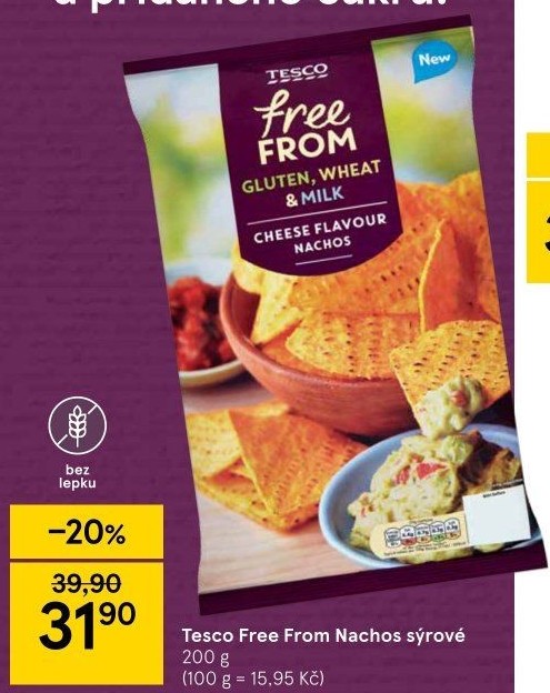 Kukuřičné lupínky Nachos bez lepku Tesco Free From