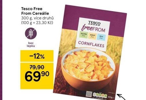 Lupínky kukuřičné Corn Flakes Tesco Free From