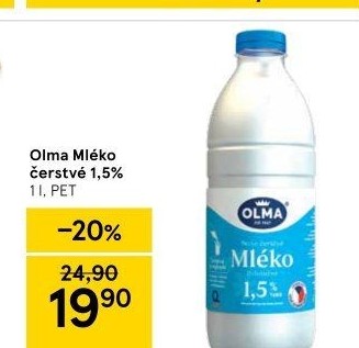 Mléko čerstvé Olma - 1,5% polotučné