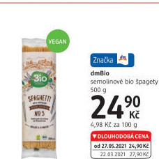 Semolinové těstoviny dm Bio