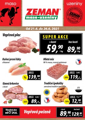 akční leták ZEMAN maso - uzeniny 21.6.2021-26.6.2021