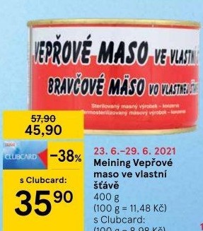 Maso vepřové ve vlastní šťávě Meining