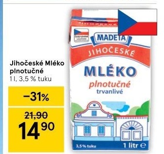 Mléko trvanlivé Jihočeské Madeta - 3,5% plnotučné