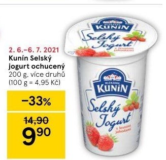 Ochucený jogurt selský Kunín