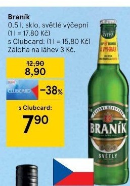 Pivo světlé výčepní 10° Braník