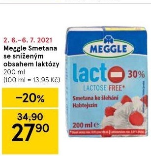 Smetana ke šlehání bez laktózy Meggle