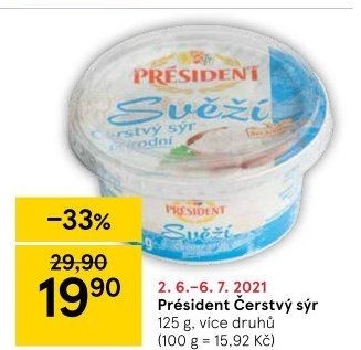 Svěží čerstvý sýr Président