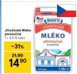 Mléko trvanlivé Jihočeské Madeta - 3,5% plnotučné