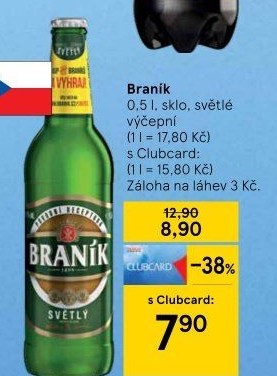 Pivo světlé výčepní 10° Braník