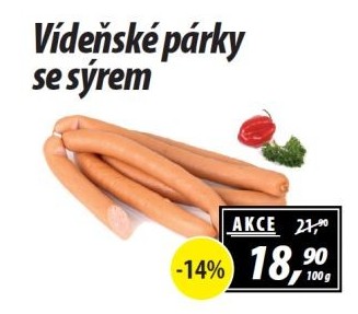 Párky vídeňské se sýrem
