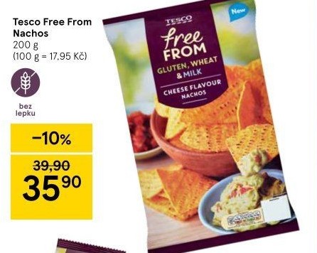 Kukuřičné lupínky Nachos bez lepku Tesco Free From