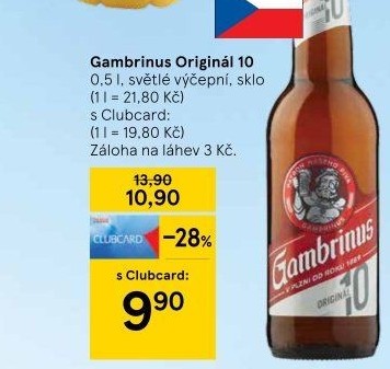 Pivo světlé výčepní Originál 10° Gambrinus