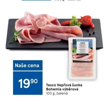 Šunka vepřová výběrová Bohemia Tesco