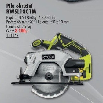 Aku pila kotoučová Ryobi RWSL1801M