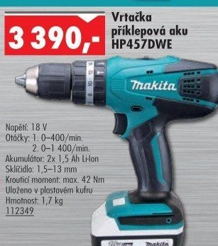 Aku příklepová vrtačka Makita HP457DWE