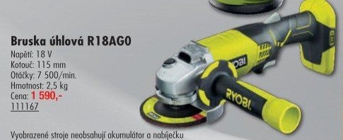 Aku úhlová bruska Ryobi R18AG0