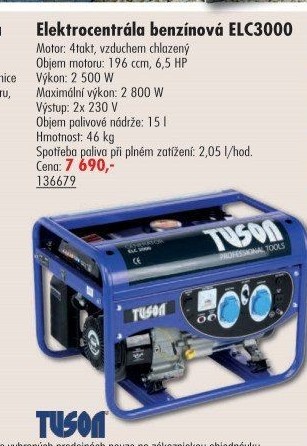 Benzínová elektrocentrála Tuson ELC3000