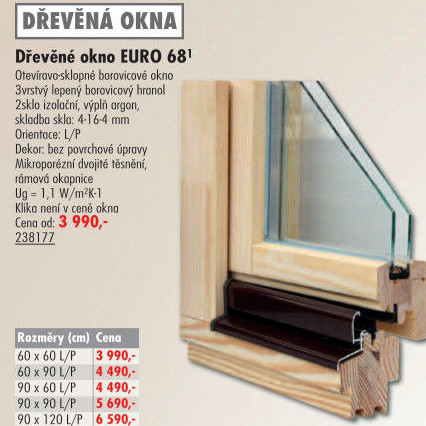 Dřevěné okno Euro Radex