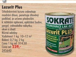 Lazurovací lak Lazurit Plus Sokrates