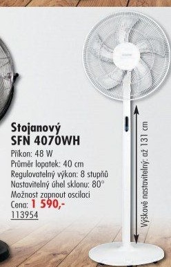 Stojanový ventilátor SFN 4070WH Sencor