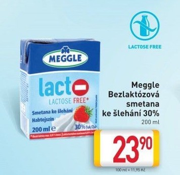 Smetana ke šlehání bez laktózy Meggle